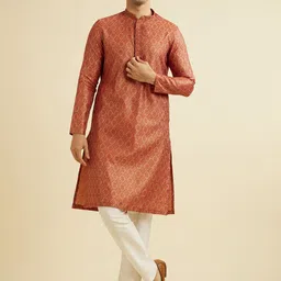 Manyavar Ethnic Motifs Woven Design Thread Work Straight Kurta With Pyjama-picture-5