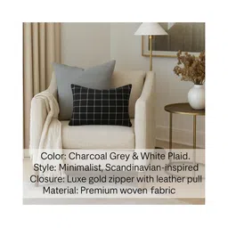 THROWPILLOW Charcoal & White Geometric Printed Rectangle Cushion Covers-picture-5