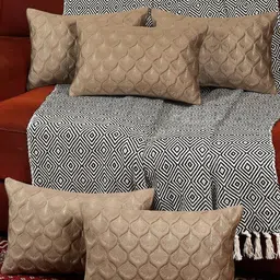 monkdecor Feather Design Mouse Color Rectangle Velvet Cushion Covers Set of 2 image 3
