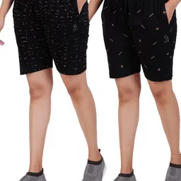 GUIDEWomen Pack Of 2 Printed Regular Fit Shorts-image-69