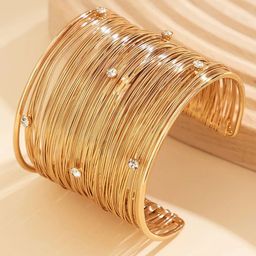 Shining Diva Fashion Gold-Plated Crystals Studdd Cuff Bracelet-38