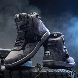 The Souled Store Men Punisher Printed PU High-Top Sneakers-image-21