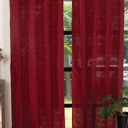 URBAN SPACE Maroon & Black 2 Pieces Embroidered Long Door Curtain-picture-53