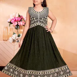 BAESD Girls Ethnic Motifs Embroidered Georgette Maxi Dress-picture-49