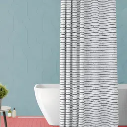 ArtzFolio White& Brown Printed Waterproof Shower Curtain-10