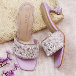 ALLEYSTRAP Women Embellished Party Block Mules-image-6