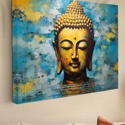 Livin'luxe Blue & Brown 1 Piece Canvas Religious Wall Paintings-image-56