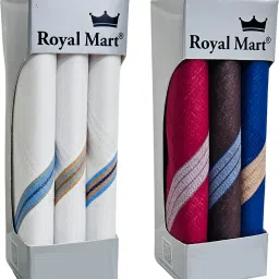 HouseOfCommon 6 Piece White and Dark color 15 Inch Men's Cotton Striped Handkerchief ["Multicolor"] Handkerchief-picture-34