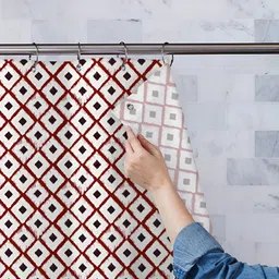 ArtzFolio Maroon & White Printed Waterproof Shower Curtain-image-34