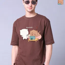 Lazy Lush Unisex Pack of 2 Graphic Printed Pure Cotton Oversized T-shirts-picture-15
