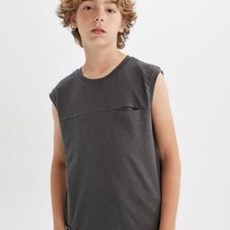 DeFacto Boys Solid Round Neck Cotton T-shirt-image-78