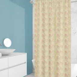 ArtzFolio Cream & Pink Printed Waterproof Shower Curtains-image-63