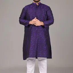 SOJANYA PLUS Size Geometric Woven Design Mandarin Collar Straight Kurta-picture-20