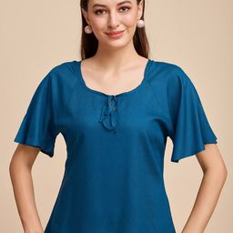 CORSICA Women Tie-Up Neck Flutter Sleeve Top-image-47