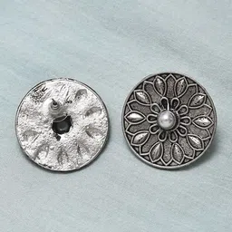 JAYPORE Silver Plated Artificial Stones Circular Studs image 2