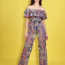 Cutiekins Girls Off-Shoulder Printed Basic Jumpsuit-17