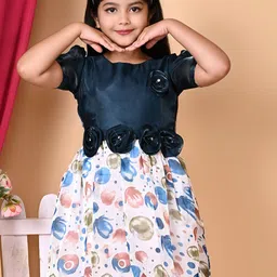 BARKAT DESIGNING PLANET Floral Puff Sleeve Chiffon A-Line Dress-25