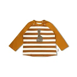 Sophie La Girafe Infant Boys Striped Round Neck Raglan Sleeves Embroidered T-Shirt-image-72