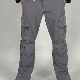 TIFTON Men Solid Mid-Rise Regular Fit Cargos Trousers-image-3