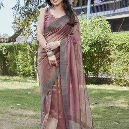 KALINI Embellished Beads and Stones Tissue Heavy Work Saree-image-72