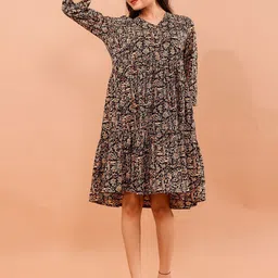 VASVI Ethnic Motifs Print Cotton Fit & Flare Dress-picture-37