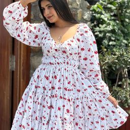 BAESD Floral Print Bell Sleeve Crepe Fit & Flare Dress-picture-6