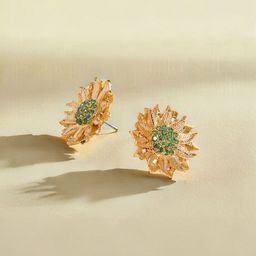 Accessorize Gold-Plated Artificial Stones Studded Floral Shaped Studs-image-72
