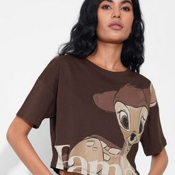 SF JEANS by Pantaloons Women Bambi Graphic Printed Round Neck Cotton Boxy T-shirt-picture-36