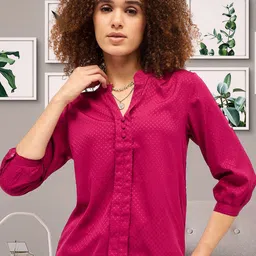 DressBerry Mandarin Collar Puff Sleeve Shirt Style Top-5