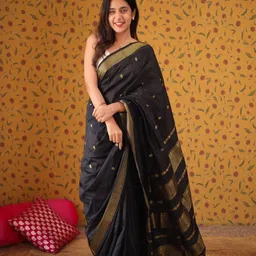 AQUILIQ Ethnic Motifs Zari Banarasi Saree-picture-49