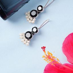 Bamboo Tree Jewels Crystals Studded Circular Drop Earrings-image-89