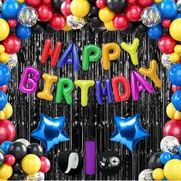 Special You 61 Pcs Red & Blue Balloons & Banner Festive Decor-24