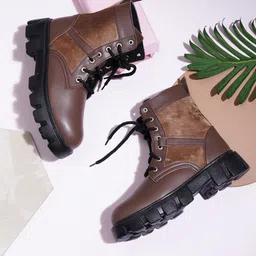 Try Me Women Casual Block-Heeled Lace-Ups Boots-55