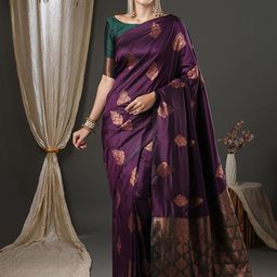 Mitera Woven Design Zari Silk Blend Banarasi Saree-picture-42