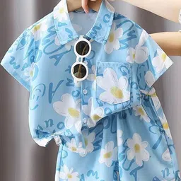 Ocvito Boys Blue Printed Shirt with Shorts-picture-46