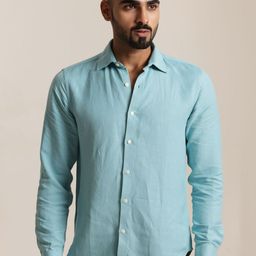 Uncluttered Closet Men Standard Fit Solid Spread Collar Linen Casual Shirt-picture-46