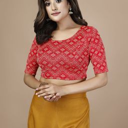 Oomph! Non Padded Boat Neck Saree Blouse-image-11