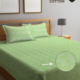 Myntra Elegant Homes Green & White Cartoon Printed Cotton Double King Bed Cover-image-51