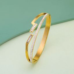 Kushal's Fashion Jewellery Gold-Plated Silver Party Zircon Studded Kada Bracelet-43