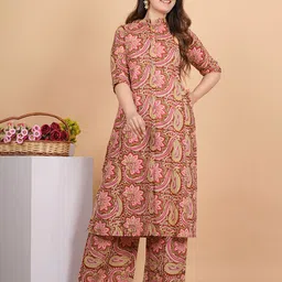 KALINI Women Floral Printed Regular Pure Cotton Kurta with Palazzos-image-15