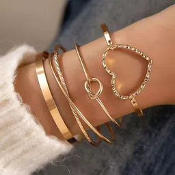 Jewels Galaxy Women 4 Gold-Plated Charm Bracelet-50