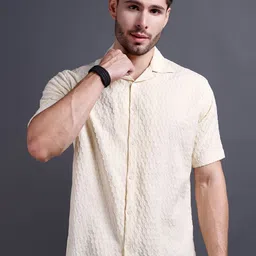 Mast & Harbour Standard Self Design Lapel Collar Shirt-image-39
