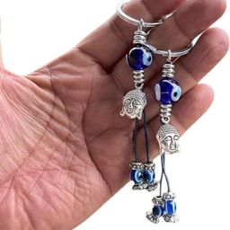 BLUE BEADS Evil Eye With Buddha Keychain-picture-35