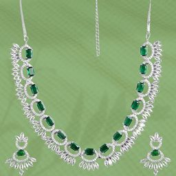 Anouk Rhodium-Plated American Diamond & Cubic Zirconia-Studded Jewellery Set-image-95