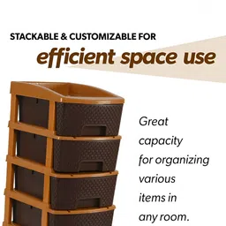 Aura Brown Self Design Modular 5-Layer Multi-Utility Drawer Organisers - 48 Ltr image 2