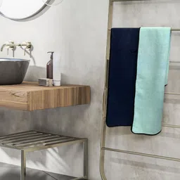 Myntra Elegant Homes Navy Blue & Sea Green 1 Other 650 GSM Bath Towel-image-61