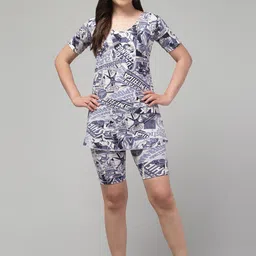 HIRRUX Women Swimming Dress With Attached Shorts-image-102