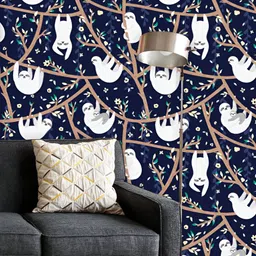 ArtzFolio Printed UV-Resistant Anti-Bacterial Baby Sloth Hanging On Tree Peel & Stick Wallpaper-image-54