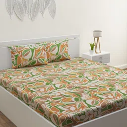 HOME AFFAIRS Multicoloured 120 TC Queen Bedsheet with 2 Pillow Covers-image-99