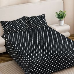 FABINALIV Black & White Polka Dots Woollen 300 TC Double King Bedsheet Set-2.50 m X 2.25 m-picture-39